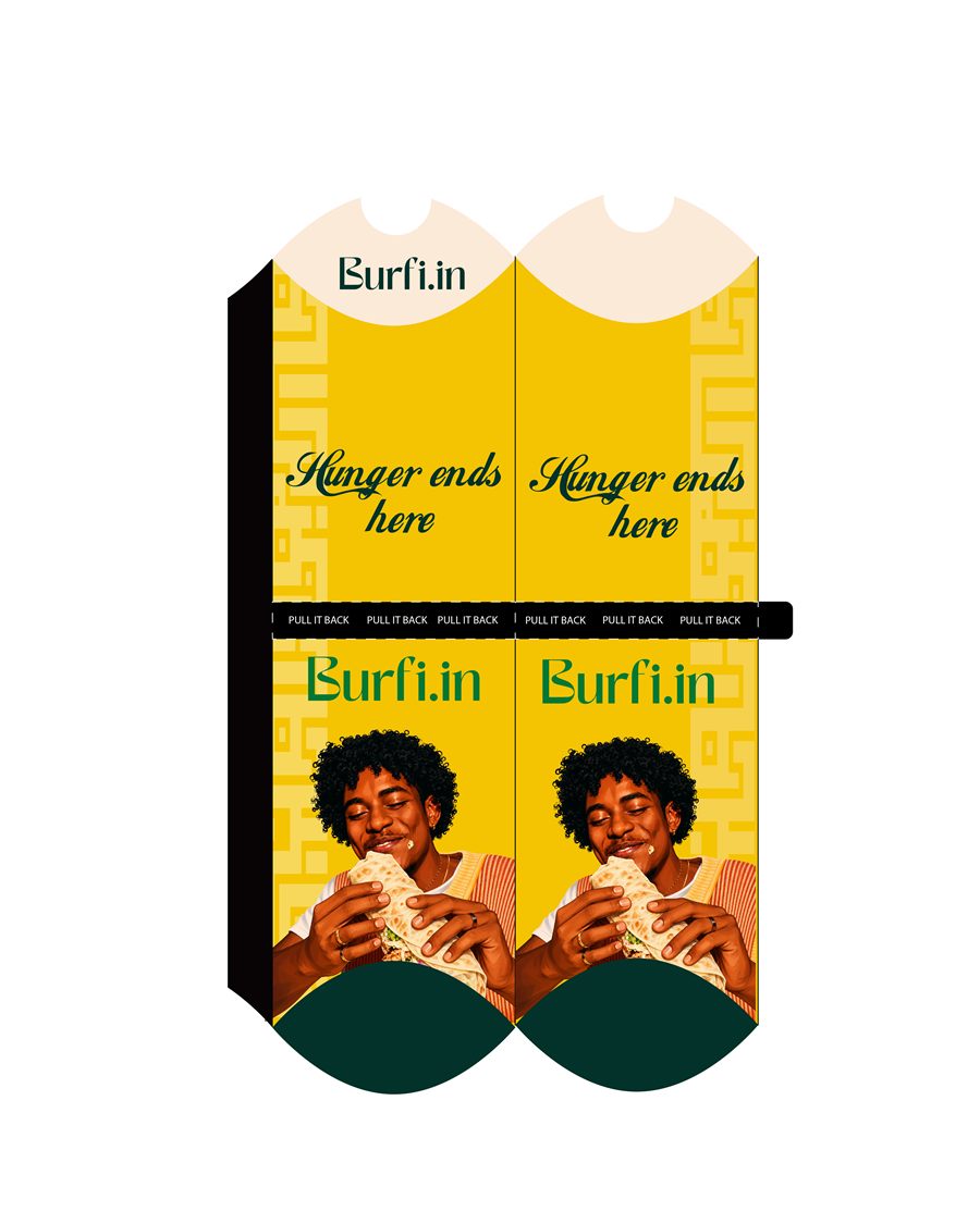 Burfi.in shawarma wrap sleeve dieline — olive colourway